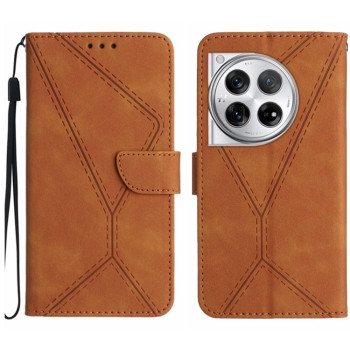 Чохол-книжка Stitching Embossed Leather для OnePlus 12 5G Global - коричневий