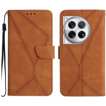 Чохол-книжка Stitching Embossed Leather для OnePlus 12R 5G Global - коричневий