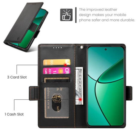 Чохол-книжка Side Buckle Magnetic Frosted Leather для Realme 14 Pro+ - чорний