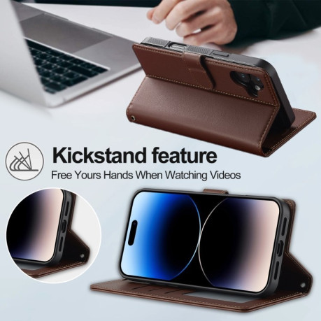 Чохол-книжка LCIMEEKE L2 Series Detachable Magsafe для iPhone 16 - коричневий