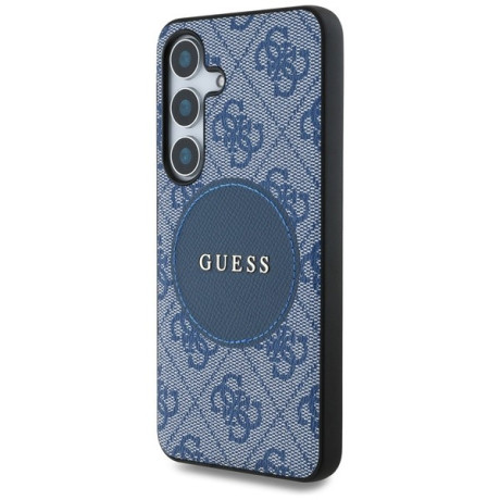 Оригинальный чехол Guess 4G Round Patch Classic Logo MagSafe для Samsung Galaxy S25 - blue