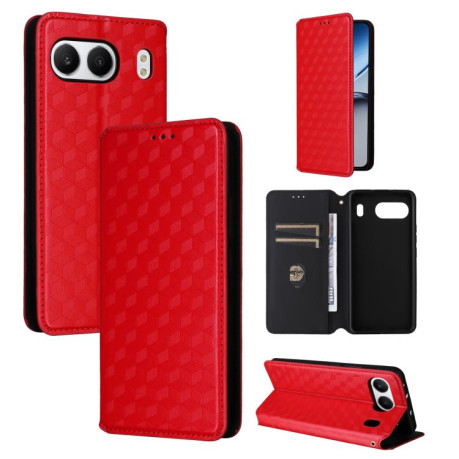 Чехол-книжка Cubic Grid Calf Texture для OnePlus Nord 4 - красный
