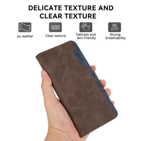 Чехол-книжка ABEEL Color Block Magnetic RFID Leather на iPhone 16e - коричневый