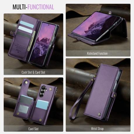 Чехол-книжка CaseMe C22 Card Slots Holder RFID Anti-theft для Samsung Galaxy Fold 7 - фиолетовый