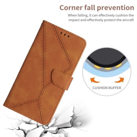Чохол-книжка Stitching Embossed Leather для Realme 12 5G Global - коричневий