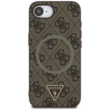 Оригінальний чохол Guess 4G Ring Triangle Logo MagSafe для iPhone 16e - Brown