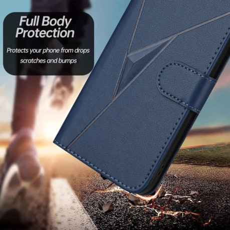 Чехол-книжка Triangle Pattern Buckle Clasp Leather на Infinix Note 40 4G - синий