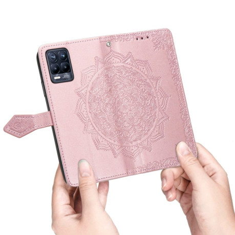 Чехол-книжка Mandala Embossing Pattern на Realme 8 5G/Narzo 30 5G / Realme V13 5G - розовое золото
