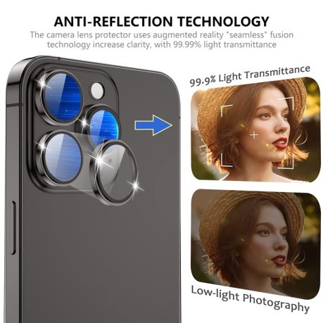 Защитное стекло на камеру ENKAY AR Anti-reflection Camera Lens для iPhone 15 Pro / 15 Pro Max - серебристое
