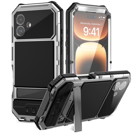 Протиударний чохол R-JUST Life Waterproof для iPhone 16 Plus - сріблястий