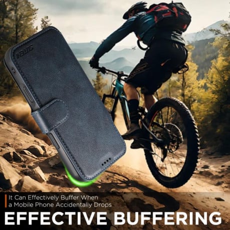 Чехол-книжка Suteni Q06 2-in-1 Multi-function с MagSafe и магнитным хлястиком для iPhone 17 Pro — синий