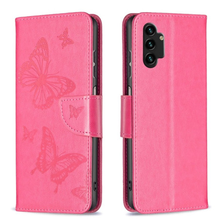 Чехол-книжка Butterflies Pattern для Samsung Galaxy A13 4G - пурпурно-красный