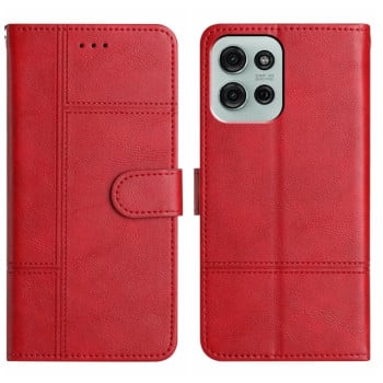 Чехол-книжка Cowhide Texture Stitching Leather на Motorola Moto G75 - красный
