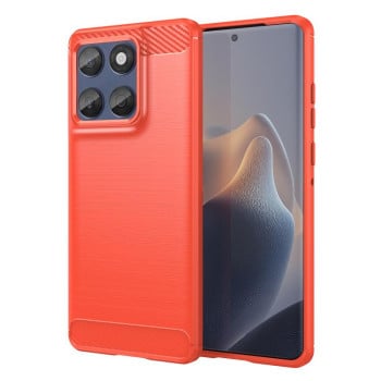 Противоударный чехол Brushed Texture Carbon Fiber на Motorola Edge 60 - красный