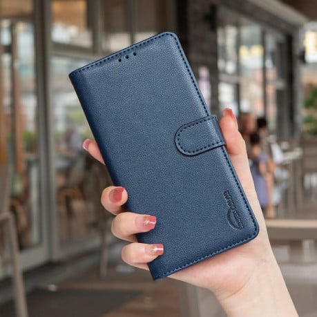 Чехол-книжка Litchi Texture RFID Anti-theft Leather для Xiaomi Poco F7 5G - синий