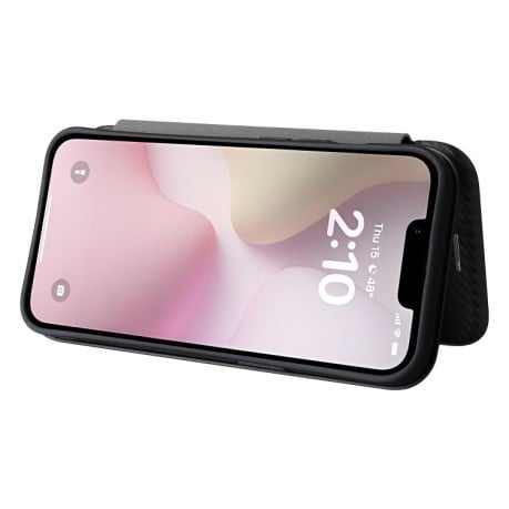 Чехол-книжка Carbon Fiber Texture на iPhone 16e - черный