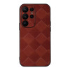 Противоударный чехол Weave Plaid для Samsung Galaxy S23 Ultra 5G - коричневый