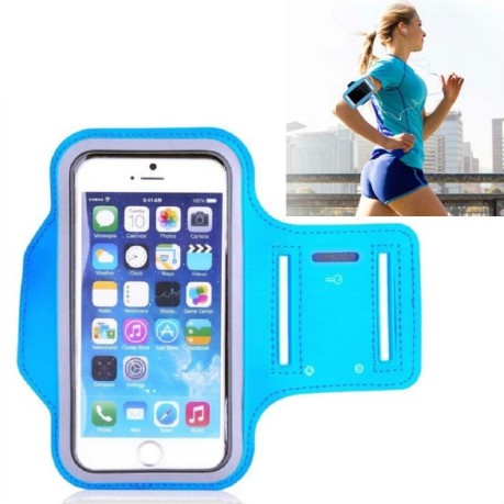 Универсальный спортивный чехол с креплением на руку для мобильных телефонов Size:Large - голубой