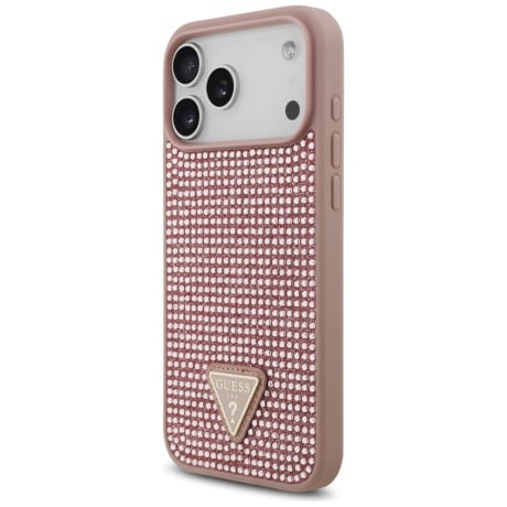 Оригинальный чехол Guess Rhinestone Triangle Logo на iPhone 17 Pro Max - Pink