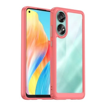 Противоударный чехол  Colorful Acrylic Series с цветной силиконовой боковиной на OPPO A78 4G - красный