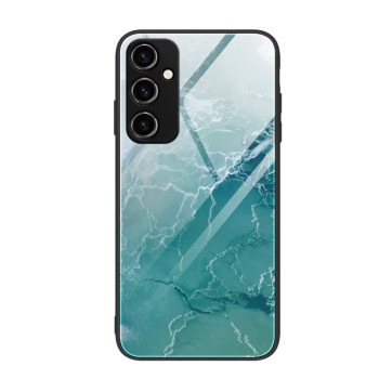 Противоударный стеклянный чехол Marble Pattern Glass на Samsung Galaxy A34 5G - Green Ocean