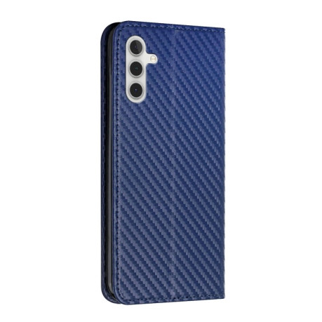 Чехол-книжка Carbon Fiber Texture Magnetic Flip Leather для Samsung Galaxy S25+ 5G - синий