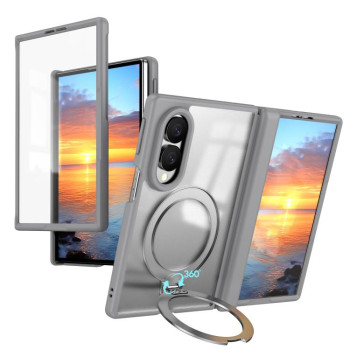 Чохол з 360° магнітним кільцем-тримачем Escase на Galaxy Fold8 5G — сірий