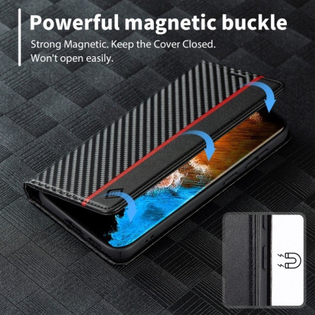 Чехол-книжка LCIMEEKE Carbon Fiber для Samsung Galaxy S25+ 5G - Black