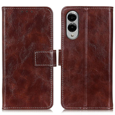 Чохол-книжка Magnetic Retro Crazy Horse Texture для Samsung Galaxy S25 Edge 5G - коричневий