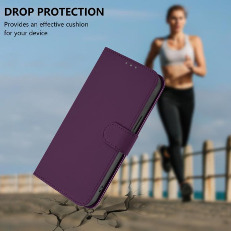 Чехол-книжка Skin Feel Solid Color Leather для Xiaomi Poco M7 Pro 5G - фиолетовый