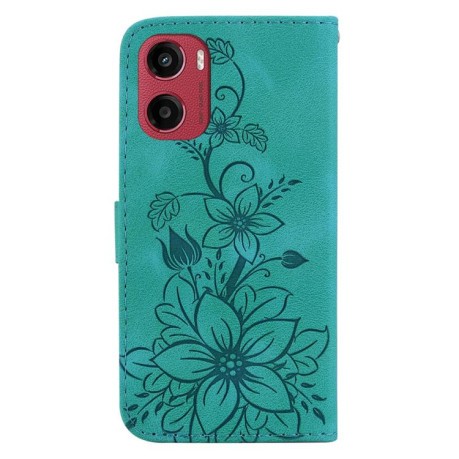 Чехол-книжка Lily Embossed Leather для Motorola Moto G05 / E15 - зеленый