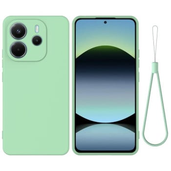 Силиконовый чехол Solid Color Liquid Silicone на Xiaomi Redmi Note 14 4G 164.84mm - зеленый