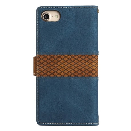 Чохол-книжка Grid Stitching Leather Phone Case with Lanyard для iPhone 16e - синій
