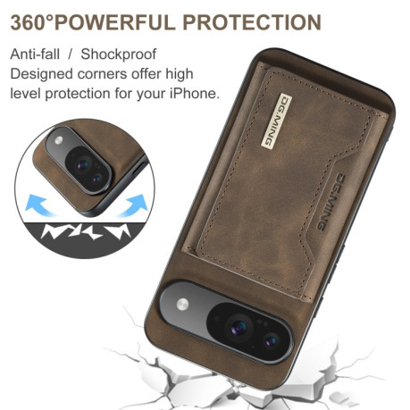 Чохол DG.MING M2 Series 3-Fold Multi Card Bag + Magnetic для Google Pixel 9/9 Pro - кавовий