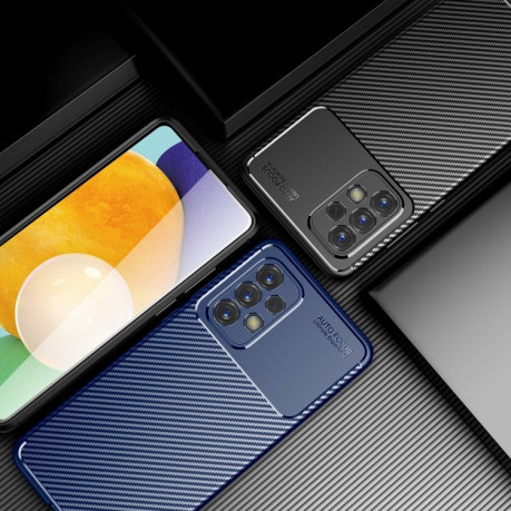 Ударозащитный чехол HMC Carbon Fiber Texture на Samsung Galaxy A73 5G - синий