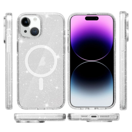 Противоударный чехол Terminator Style Glitter для iPhone 15 Plus - белый