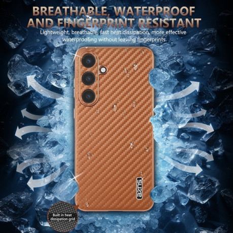 Ударозахисний чохол AZNS Electroplated Edge Carbon Fiber Texture на Samsung Galaxy S25+ 5G - зелений