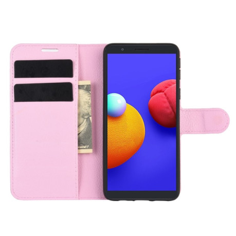 Чехол-книжка Litchi Texture на Samsung Galaxy A01 Core / M01 Core - розовый