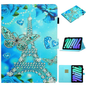 Чехол-книжка Coloured Drawing для iPad mini 7/ mini 6 - Butterfly Tower
