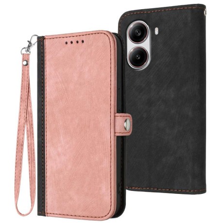 Чохол-книжка Side Buckle Double Fold Hand Strap Leather на Redmi Turbo 4 / Xiaomi Poco X7 Pro - рожевий