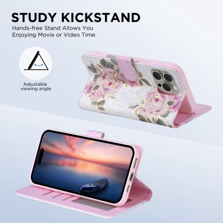 Чехол-книжка Bronzing Painting RFID для iPhone 16 - Flower