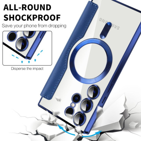 Чехол-книжка Shield MagSafe RFID Anti-theft Leather для Samsung Galaxy S25 Ultra 5G - синий