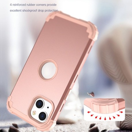 Противоударный Чехол Dropproof 3 in 1 Silicone sleeve для iPhone 14 - розовое золото