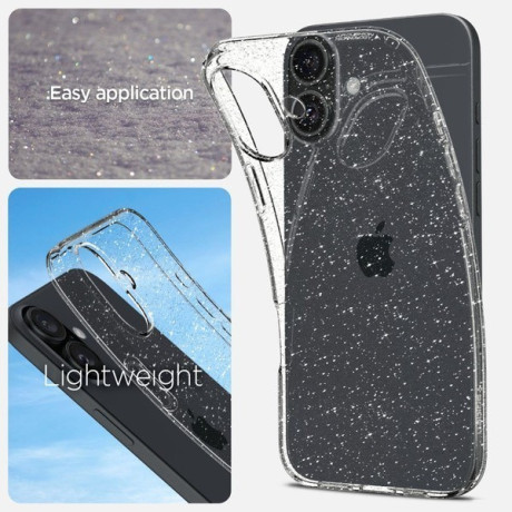 Оригинальный чехол Spigen Liquid Crystal на iPhone 16 Plus - Clear Glitter