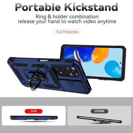Противоударный чехол Sliding Camshield для Xiaomi Redmi 10 - синий