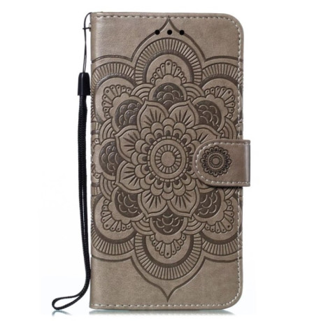 Чехол-книжка Sun Mandala Embossing Pattern для Motorola Edge 50 Pro - серый