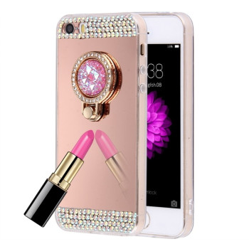 Акриловый чехол Diamond Encrusted для iPhone 5/ 5S/ SE - розовое золото