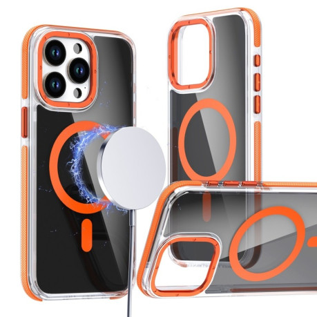 Чохол Magsafe Dual-Color Transparent Black Lens Holder для iPhone 16 Pro  – помаранчевий