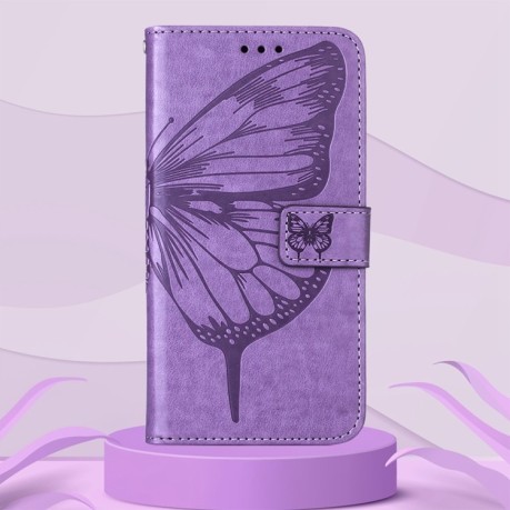 Чехол-книжка Embossed Butterfly для Realme 9 Pro Plus - светло-фиолетовый