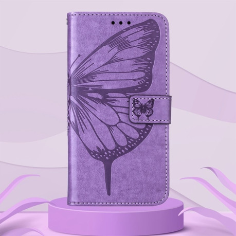 Чехол-книжка Embossed Butterfly для Xiaomi Poco M4 Pro 4G - светло-фиолетовый